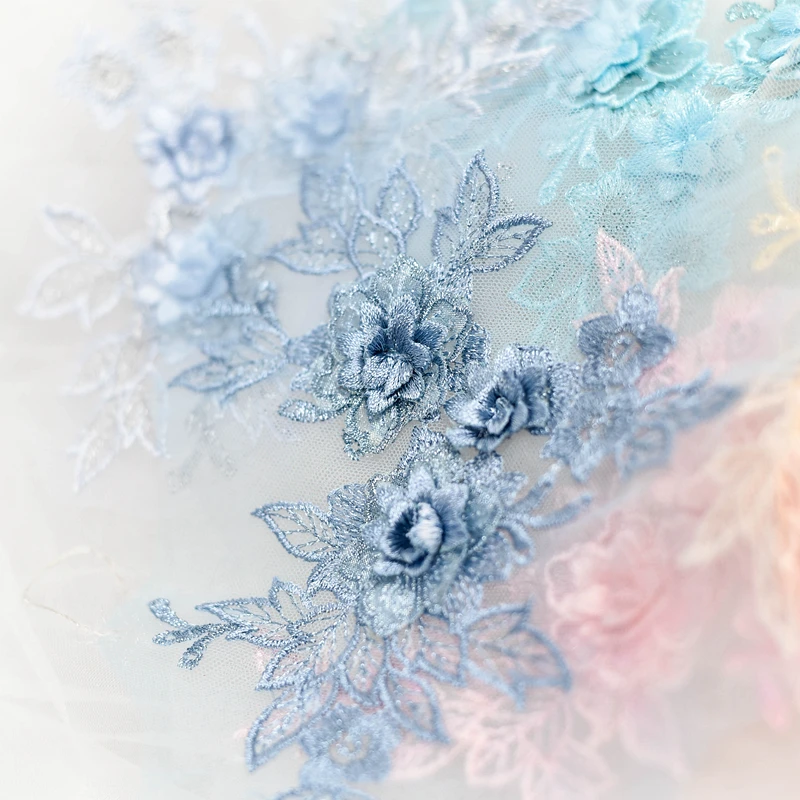 

Color 3D stereo lace flower applique, handmade DIY material, wedding dress, headdress, clothing patch parts
