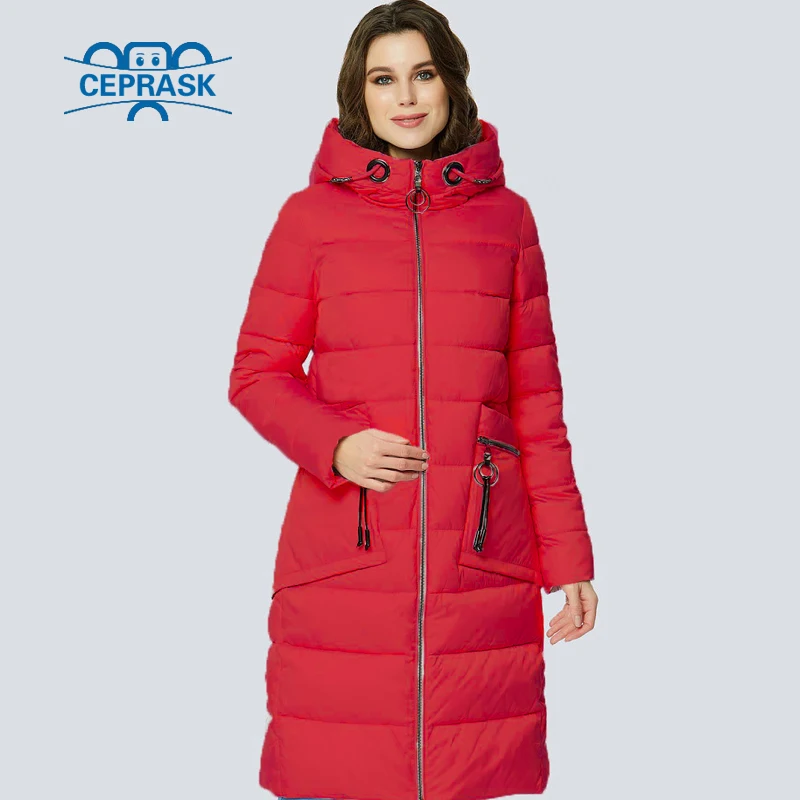 CEPRASK 2018 High Quality Winter Jacket Parkas Women Plus Size Long Fashionable Women's Winter Coat Hooded Warm Down Jackets