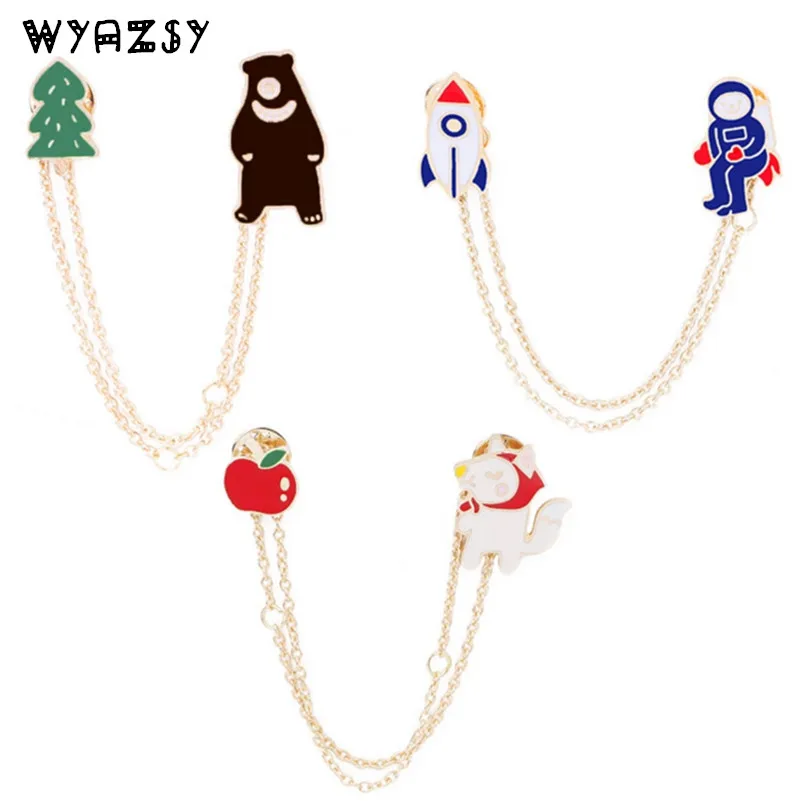 

Fashion New Style 3 of Style Aeroplane/Bear/Christmas Tree Enamel Animal Astronauts Brooches Women Badges Clothes Pins Wholesale