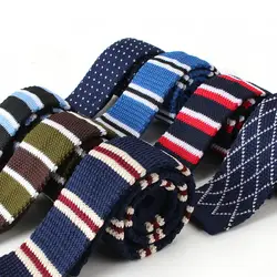 Мужские вязаные полосатые галстуки для отдыха Модные Узкие тонкие галстуки в горошек для мужчин узкие тканые дизайнерские галстуки для