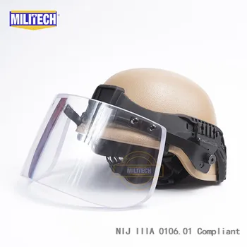 

MILITECH CB Color PASGT Full Cut Tactical Ballistic Helmet With Visor Shield Face Protection Set Deal Aramid Bullet Proof Helmet