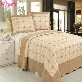 

Brand "Royalux"Europe Quality Cotton 230*250 Quilted Bedspreads With Pillowcases On The Bed Warm Blanket With Pillowcases