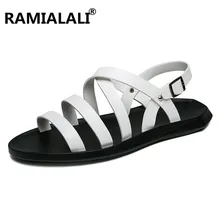 Модные летние мужские сандалии простые Стиль ручной работы Повседневная кожаная обувь пляжные открытые сандалии