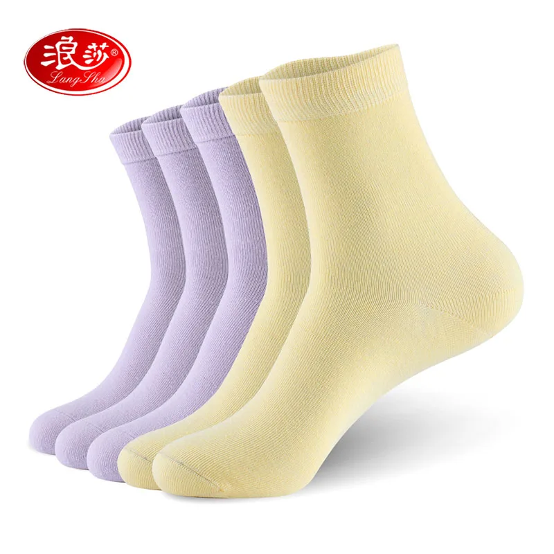 

Women cotton socks 5pair/lot women brand soft socks solid color lady socks girl socks 3 SIZE EU 36-42 US 6.0-11.0 LANGSHA