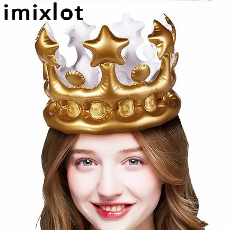 Imixlot надувная игрушка золотого цвета подарок на день рождения корона детское