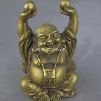 

001271 China exquisite handmade old bronze statue (Laughing Buddha to treasure )