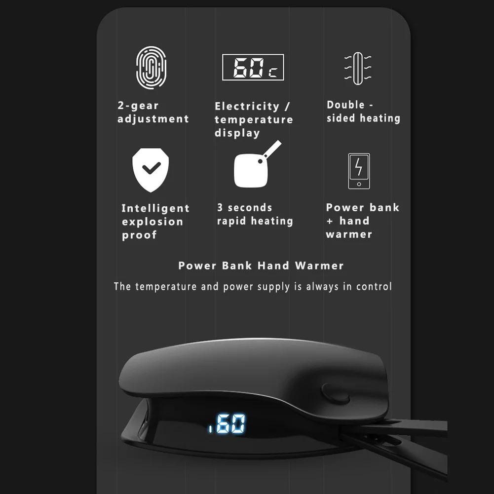 Multi-function портативное зарядное устройство бизнес-класса грелка для рук Портативный креативный USB Мобильный power Bank грелка для рук со светодио дный ным цифровым дисплеем 1 шт