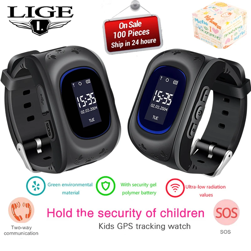

LIGE 2019 New Kids Watch Smart Watch For Children SOS Call Location Finder Locator Tracker Anti Lost Monitor Children Gift+Box