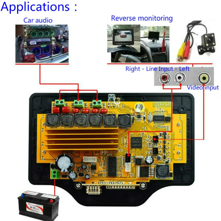 Tinghong 4,3 дюймов LCD MP3 декодер плата DC12V 50 Вт* 2+ 100 Вт Bluetooth усилитель плата MP5 Аудио приемник декодирующий модуль WMA/OGG