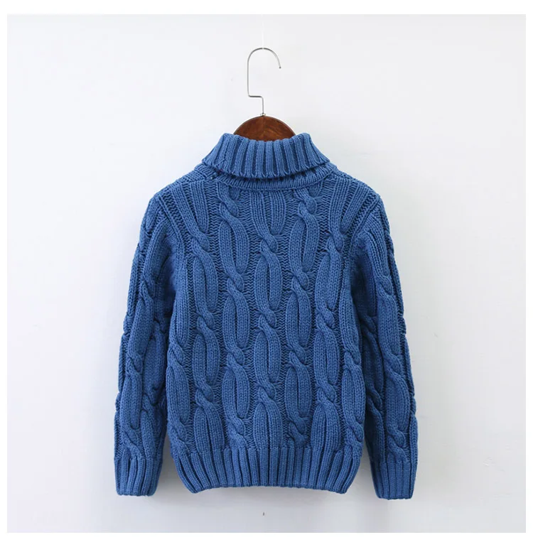 Однотонные свитеры с высоким воротником для мальчиков 3-15 лет, вязаный пуловер, Свитера с драпировкой для мальчиков, теплая трикотажная одежда для детей