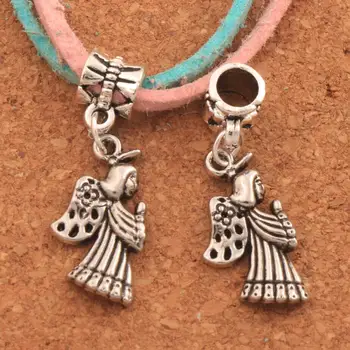 

Praying Angel With Flower Wings Big Hole Beads 100PCS zinc alloy Fit European Bracelets Jewelry DIY B102 33.2x11.7mm