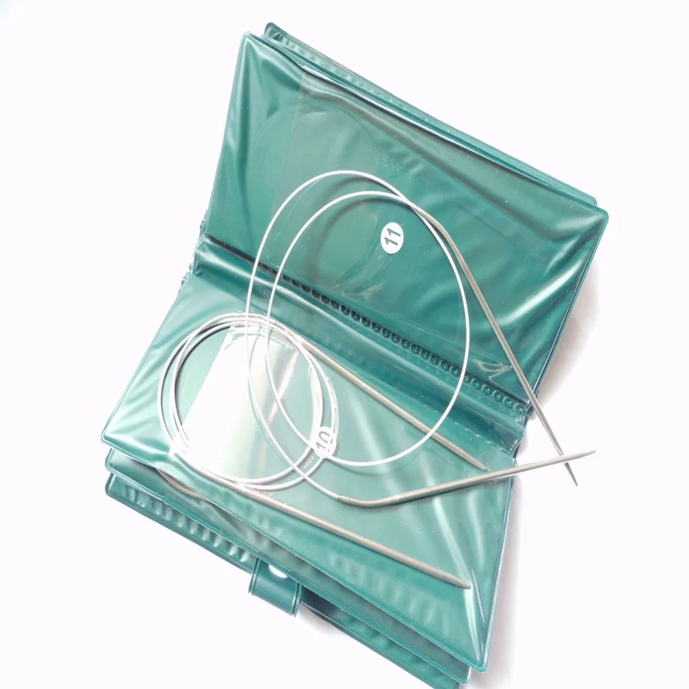 

Retail 11size/bag 80cmn Stainless Circular Needle Kits Knitting Needlework Tool Ring Needle DIY Knitted Needle Set