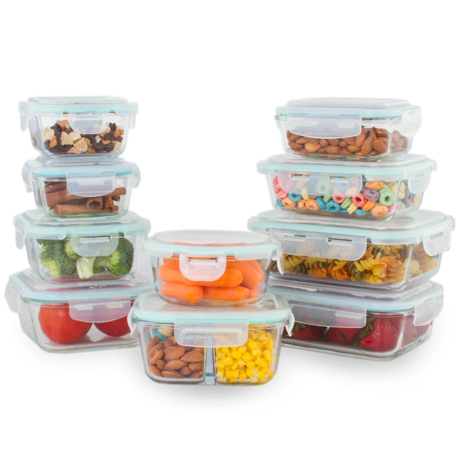 20 Pcs Glass Food Containers Set - 10 Food Storage Containers With Lids - Glass Food Storage Set