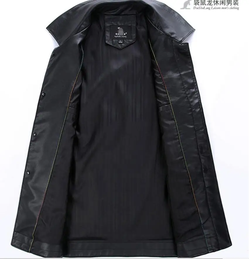 S-5XL, Хит, новая мужская одежда, кожаная куртка, весна и осень, мужское кожаное пальто с отложным воротником размера плюс