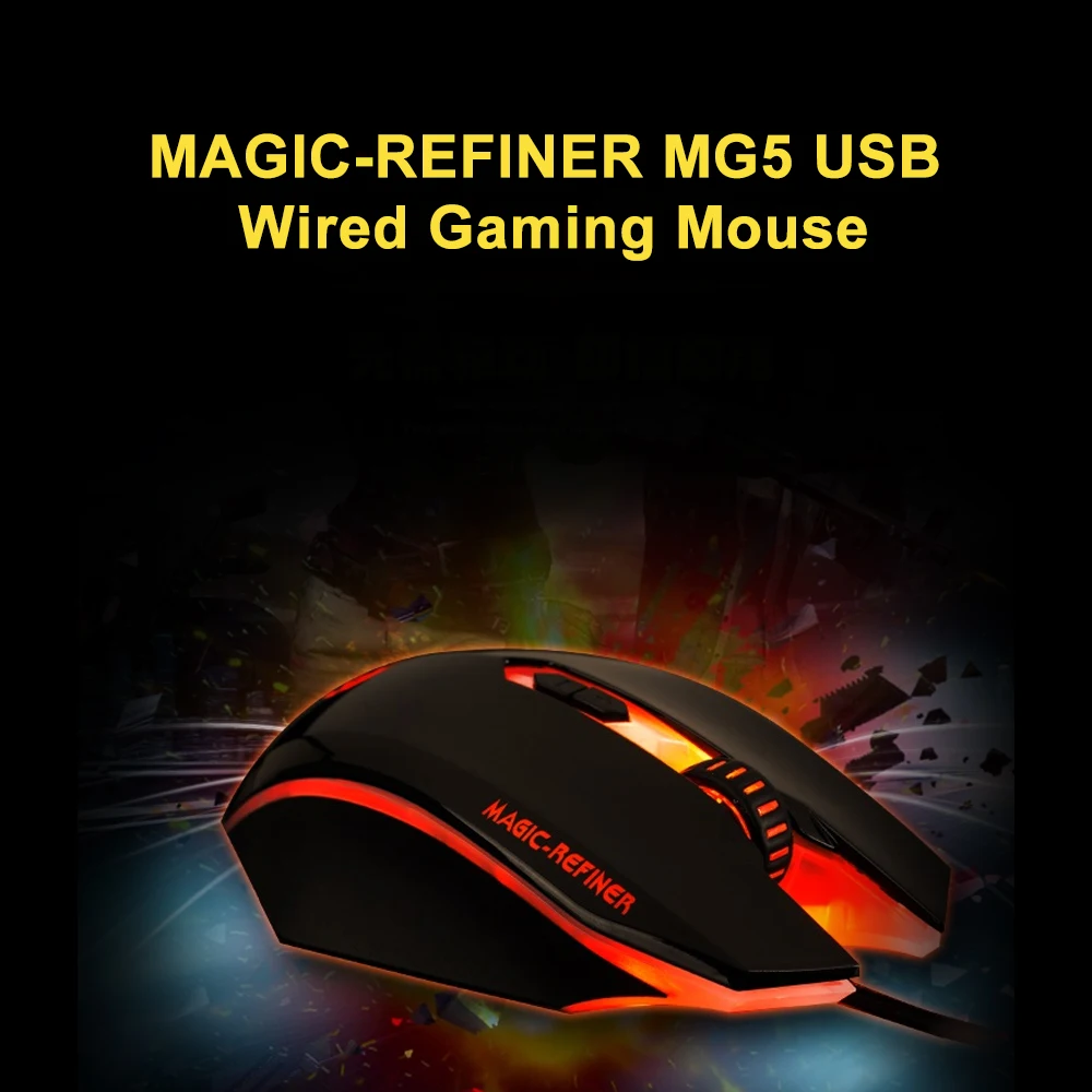 MAGIC-REFINER MG5 мышь Проводная игровая мышь USB геймер игровой мыши светодиодный дыхательный светильник 2000 dpi Регулируемый для ПК ноутбука