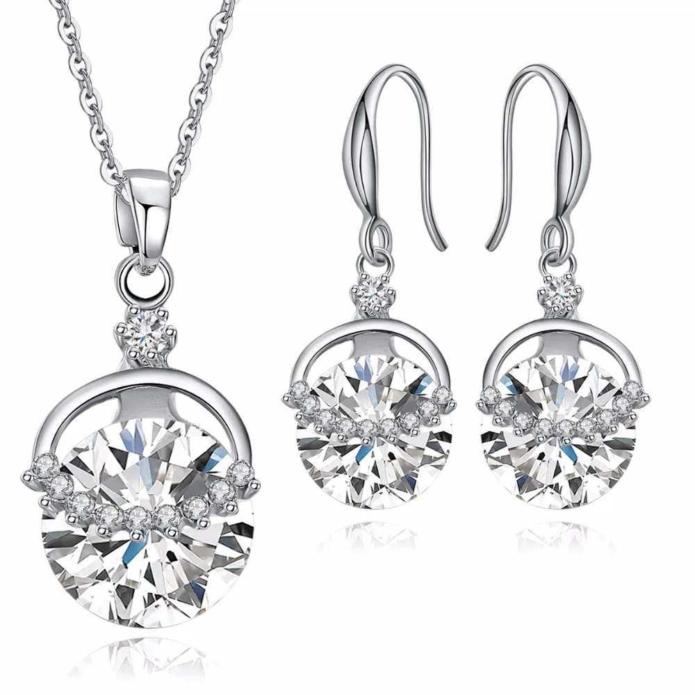 Jewelry Sets for Women Round Cubic Zircon Hypoallergenic Copper