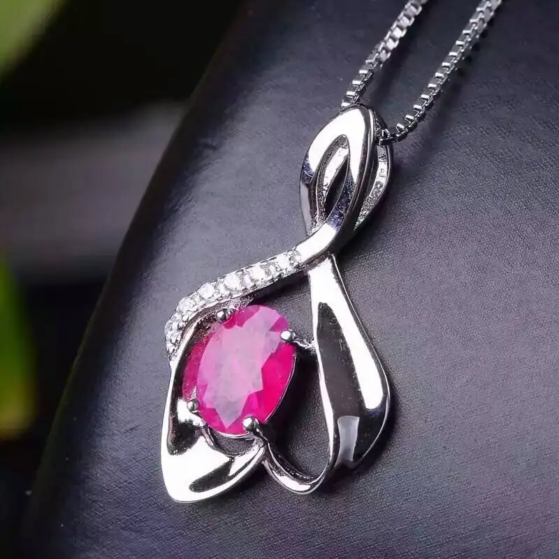 natural ruby pendants 925 sterling silver natural red gem irregular