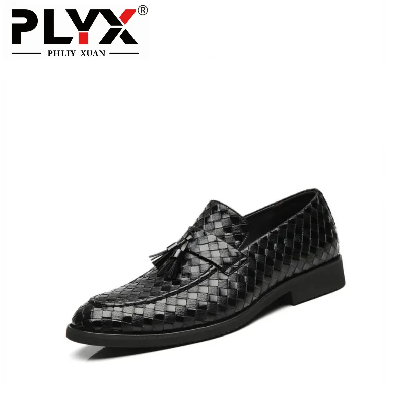 PHLIY XUAN/Новинка года; Мужские модельные туфли; черные кожаные мужские туфли; свадебные туфли-оксфорды - Цвет: Black