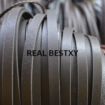 

REAL BESTXY 5m/lot Flat 9*3mm brown Coated Hide Leather Strip Wide Leather Cord for DIY Bracelet Necklace Jewelry