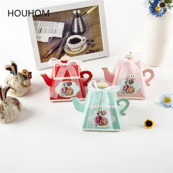 

20/40pcs Royal Teapot Dragee Candy Cardboard Box Wedding Paper Gift Packaging Mariage Flower Box Gift Bags Wrapping Supplies