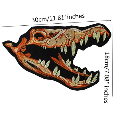 Крутая динозавр заплатка с изображением скелета голова Мотоцикл Гоночный патчи железо на Пластыри для спины куртки Harley Мотоциклетная Куртка Патчи - Цвет: D