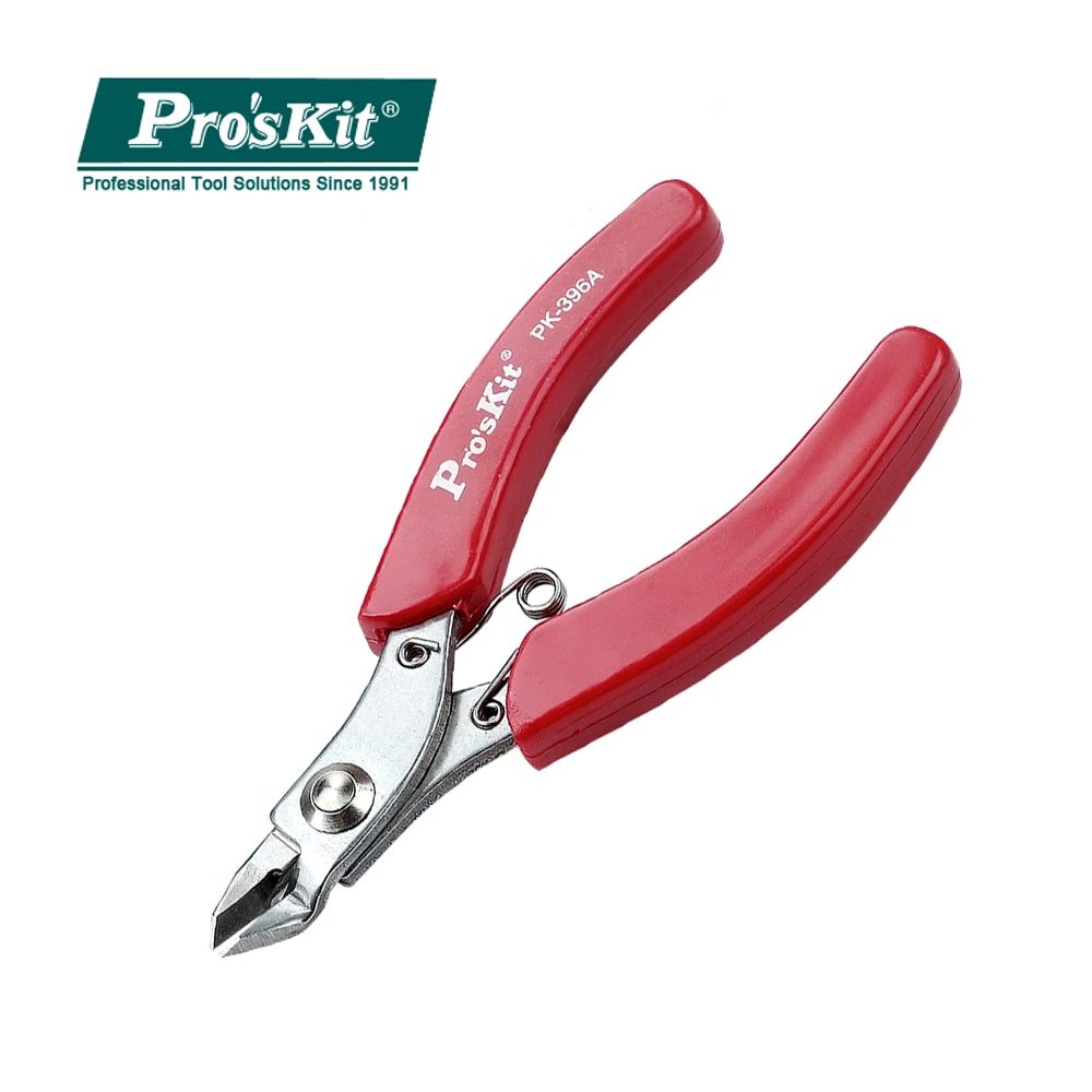 1PK-396A Pro'sKit Stainless Steel Diagonal Cutting Pliers Red Handle Needle Nose Pliers Precision Shearing Pliers Cable Cutter