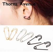 Новая мода, серебристый, черный, золотой цвет, геометрический зажим для бумаги, форма в стиле панк, мужские сережки-гвоздики с кристаллами для женщин и мужчин, вечерние ювелирные изделия