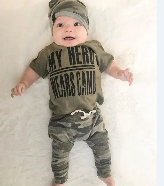 

Casual 2019 New Newborn Baby Boys Summer Camo Tops T-shirt Shorts 2Pcs Outfits Sets Clothes 0-24M