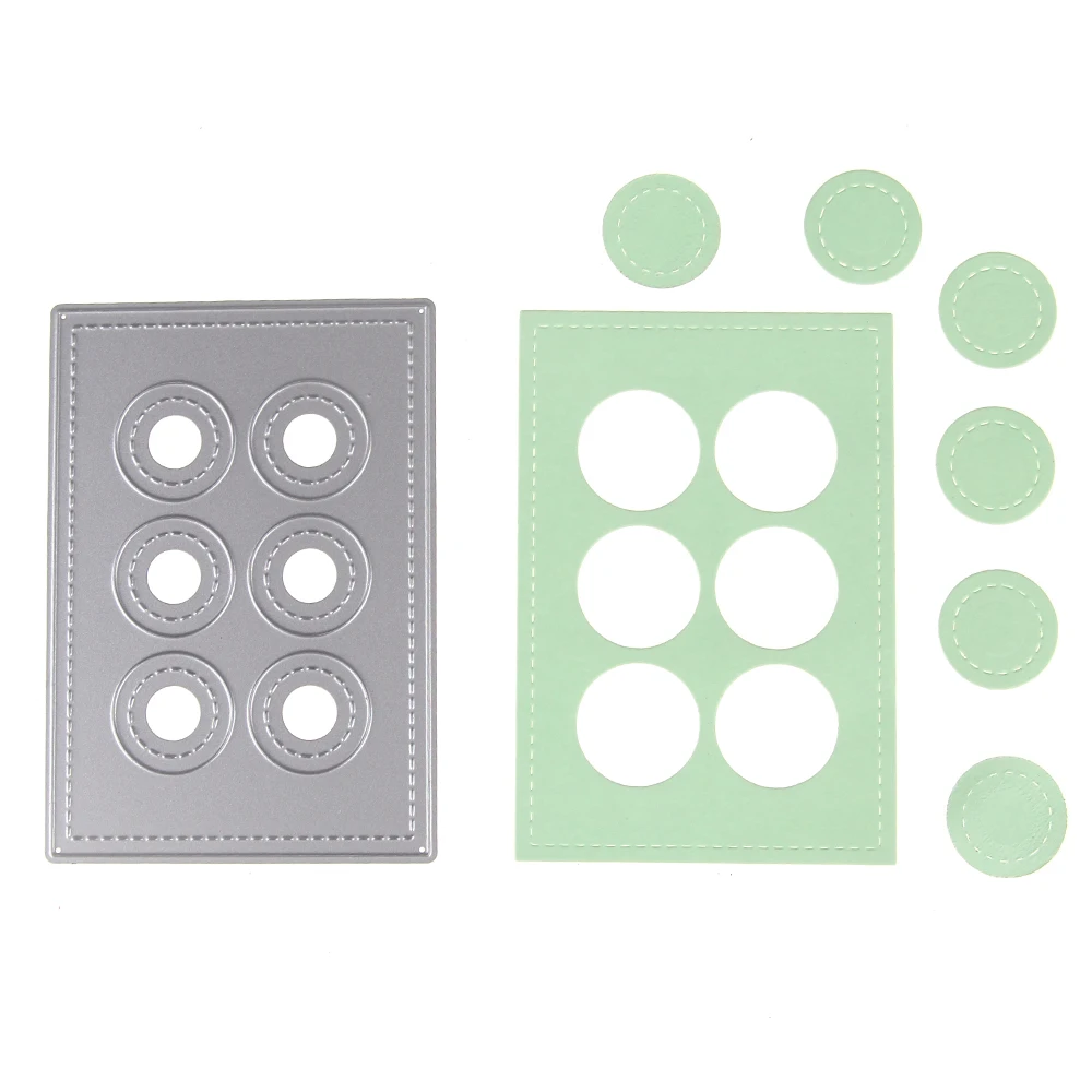 New 1 Pcs DIY Metal Cutting Dies 6 Round Circles Hollow Pattern Scrapbook Embossing Album Paper