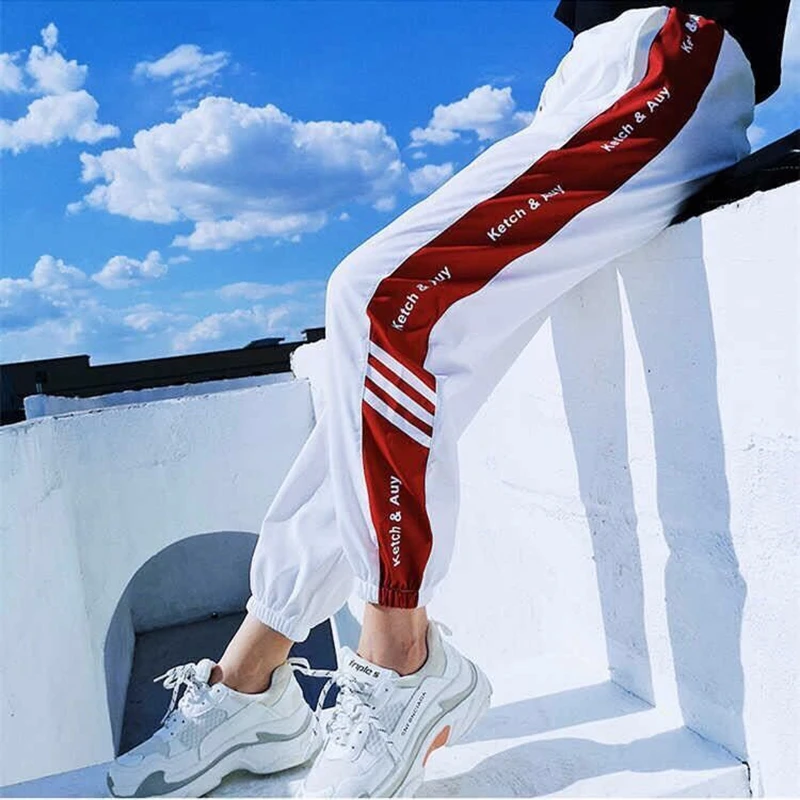 

Casual pants women hip hop ribbon female wide leg sports pants for vadim femme pantalones mujer shein Women's pants Harajuku