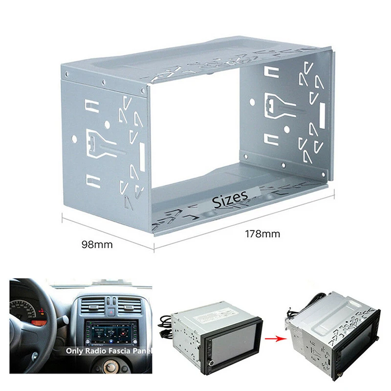 

Universal Car Stereo Frame Panel Metal Trim Wraps Replacement Mount 2 Din Parts