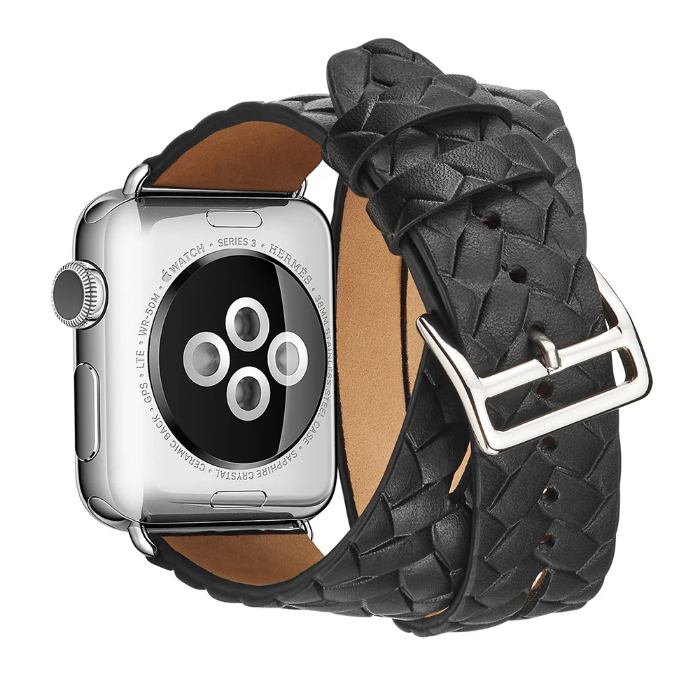 Роскошный браслет ремешок для Apple Watch 38 мм 42 40 44 Серия 2 3 4 5 двойной из натуральной
