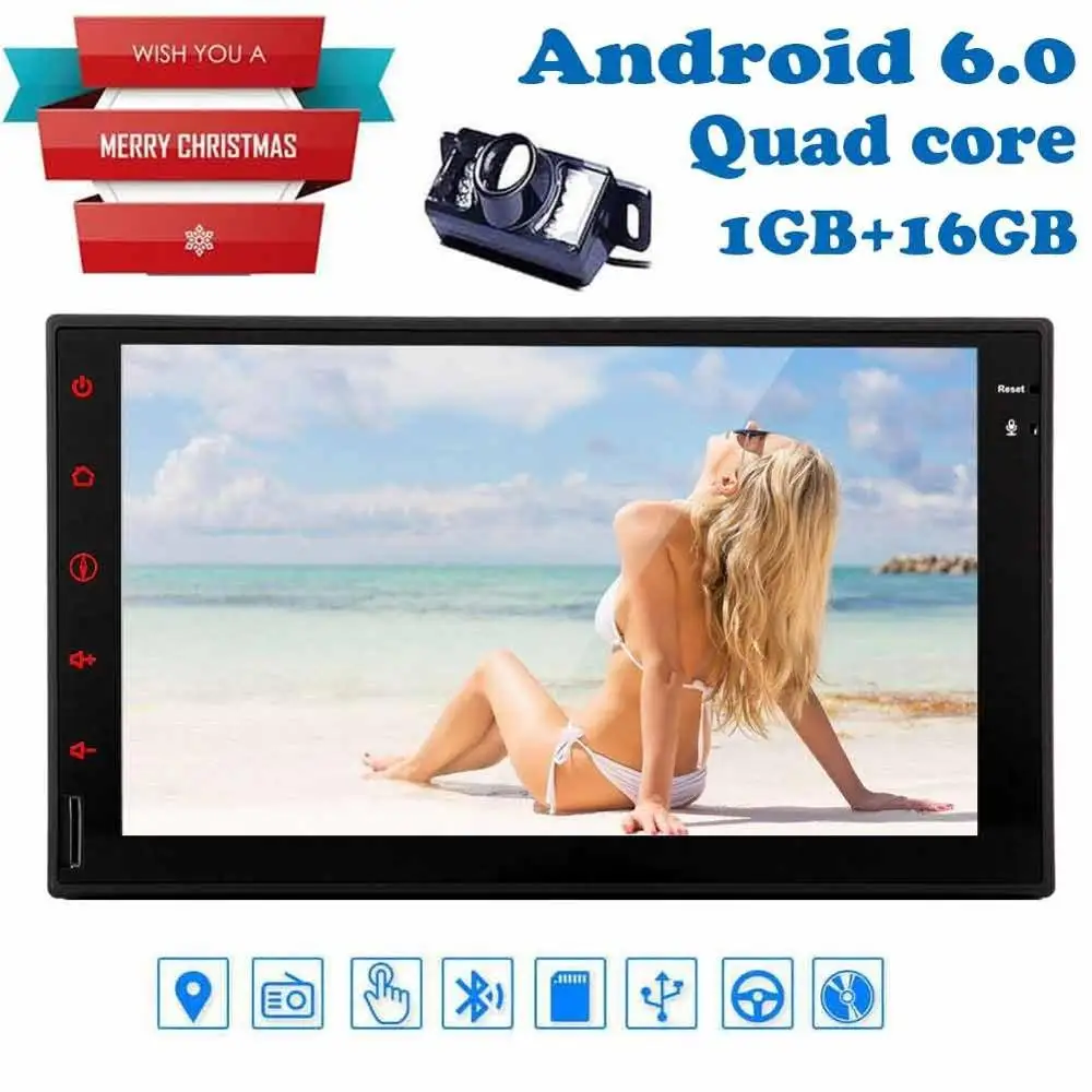 

Quad core 7'' Android 6.0 Car Radio Stereo GPS Navigation no dvd 2 din In Dash Bluetooth Mirror Link WIFI DVR+map+Backup Camera