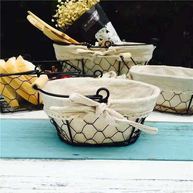 2019 Iron Art Wire Sundries Storage Basket Desktop Grocery Organizer Small Fruit Bowl Portable Mini Basket Bread Storage Basket