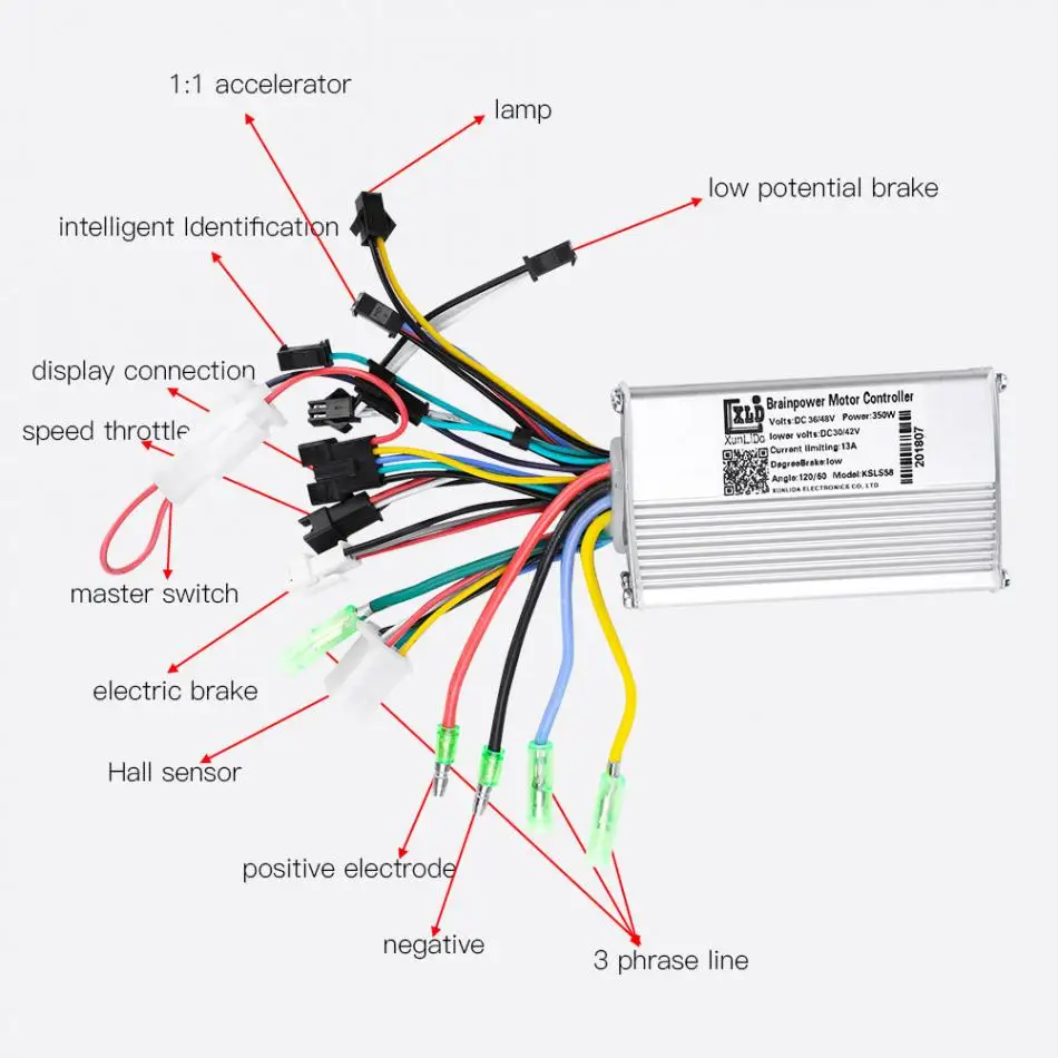 Clearance Electric Bike Controller 24V-48V 250W 36V-48V 350W Brushless E-bike Controller with LCD Display Bicycle Motor Scooter Controller 7