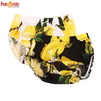 

Lemon Baby Bloomers Newborn Boy Girl Bubble Shorts Cotton Ruffle Summer Diaper Cover Organic Infant Flower Clothes