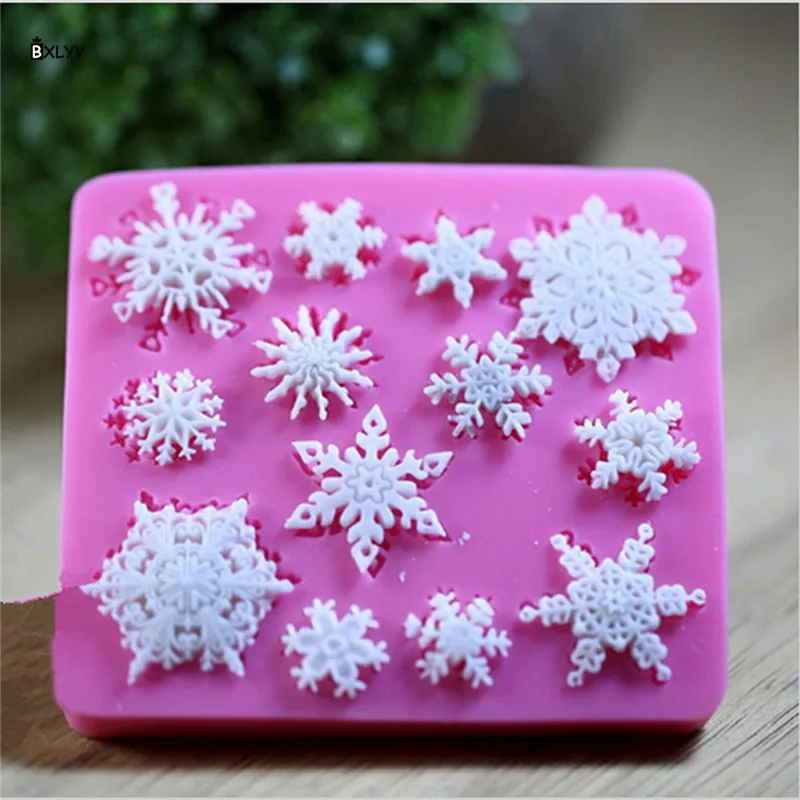 

BXLYY 1pc Pink Silicone Mould Snowflake Fondant Baking Kitchen Cake Decor Tool Silicone Forms Bakeware Cake Tools Baking Dish.7z