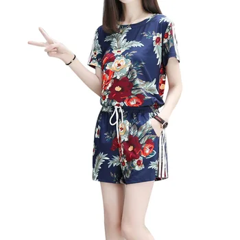 

Girl's Summer Set Slim Short Sleeves O-Neck T-Shirt and Wide Leg Elastic Waist Shorts