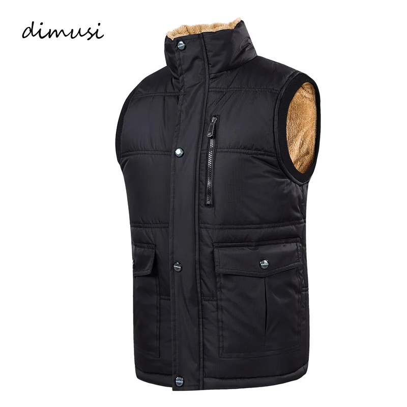 Goedkoop DIMUSI Herfst Winter Mannen Vest Mannelijke Katoen Dikke Warme Vest Fleece Thermische Zachte Vesten Heren Winddicht Mouwloze Jas 7XL