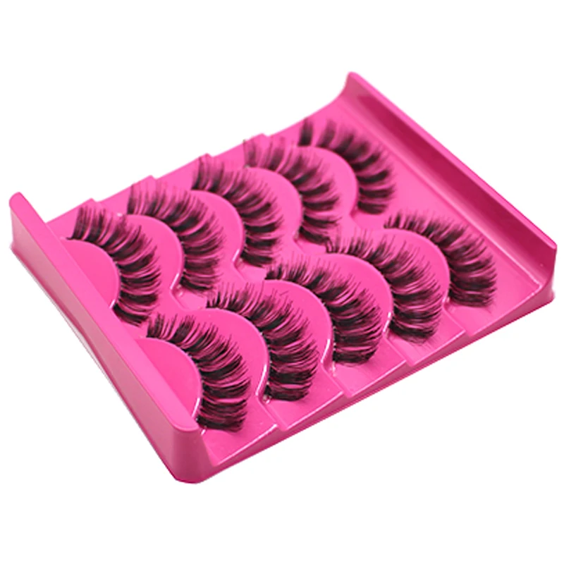 

5 Pairs Handmade Natural Long False Eyelashes Cross Thick Fake Eye Lashes Makeup Soft Wispy Eyelash Extension Tools