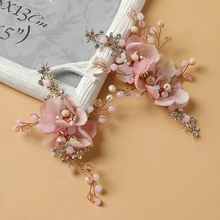 Заколки для девочек ручной работы с цветочным принтом; розовый цветок; заколки для невесты; Свадебный костюм; головной убор для волос