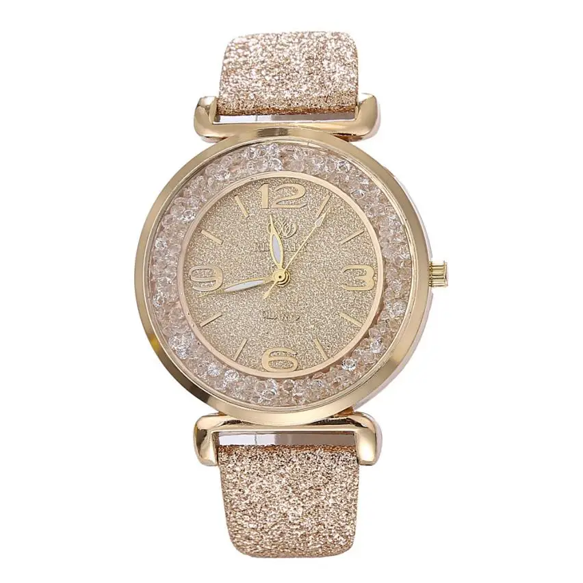 

Women luxury Fashion watches 2018 Women Crystal Rhinestone Watch lady PU band reloj muje Analog quartz Wristwatch Valentine Gift