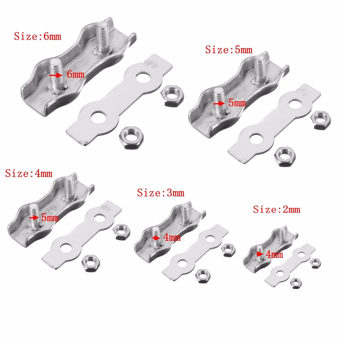 10 шт. M2 M3 M4 M5 M6 двойные Зажимы Пряжка из нержавеющей стали дуплексный зажим трос Захваты зажимы суппорт 2 мм-6 мм
