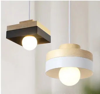 

European modern brief iron&wood pendent lamp for dining room bar E27 bulb A015