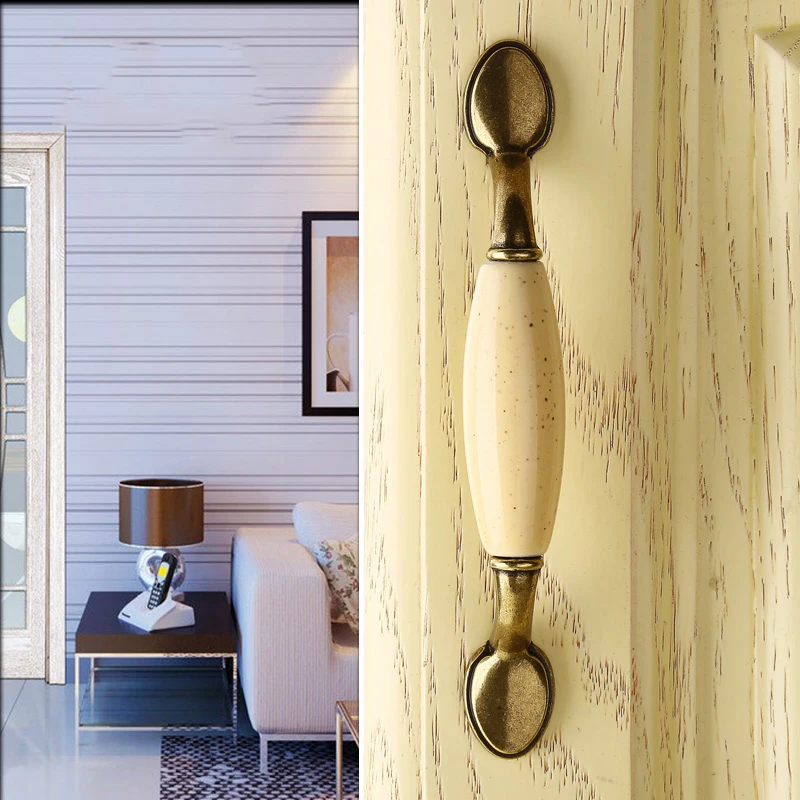 Classic Ceramic Door Handles Antique Kitchen Cabinet Knobs and for Cupboards Drawer Pulls Furniture Hardware|door handle|door handle antiquedoor