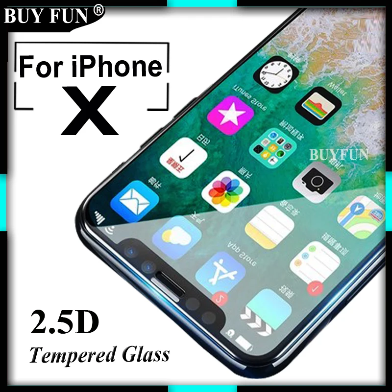 

Tempered Glass For iPhone X Ten Glass For iPhoneX 10 ix Screen Protector Film for Apple IPhone X Case Cover Glass 2.5D 9H 0.26mm