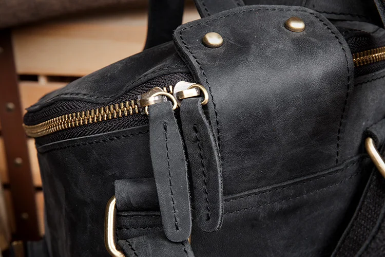 Black Leather Backpack Detail