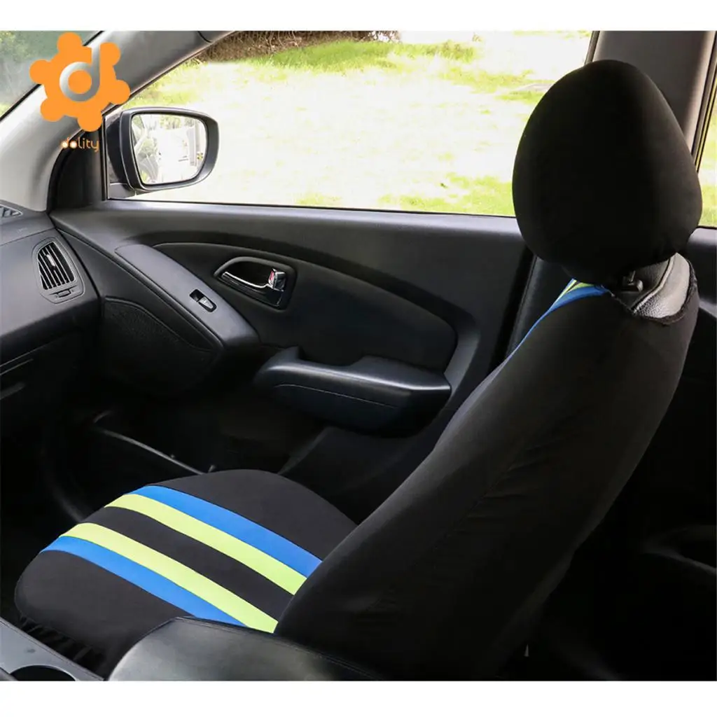 Car Fabric Front Rear Seat Covers Full Set Cushion Mat Protector Yellow