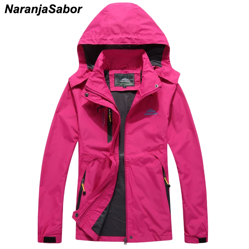 NaranjaSabor 2018 Women's Spring Autumn Casual Solid Jackets Breathable Windbreakers Women Waterproof Coats Female Overcoats 4XL