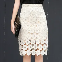 

2018 New Spring Summer Women Skirt Korean Style High Quality Hollow Out Lace Skirt Fashion High Waist Slim Pencil Skirt
